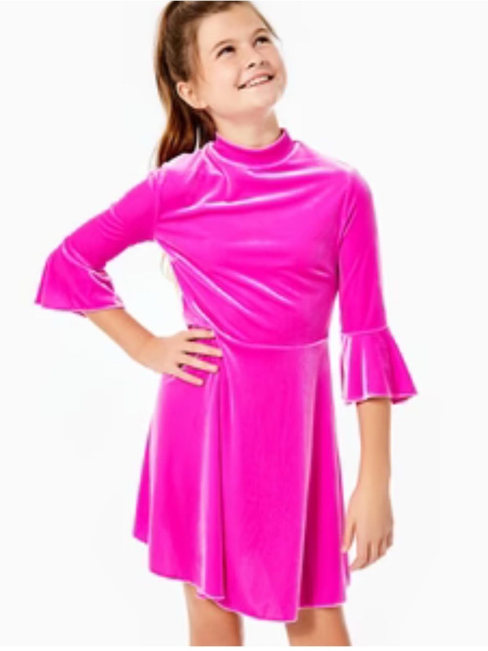 EUC Lilly Pulitzer Jalene Velvet Dress with Bell Sleeves in Elderberry